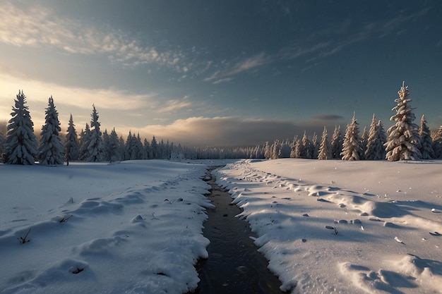 3d besneeuwd winterlandschap