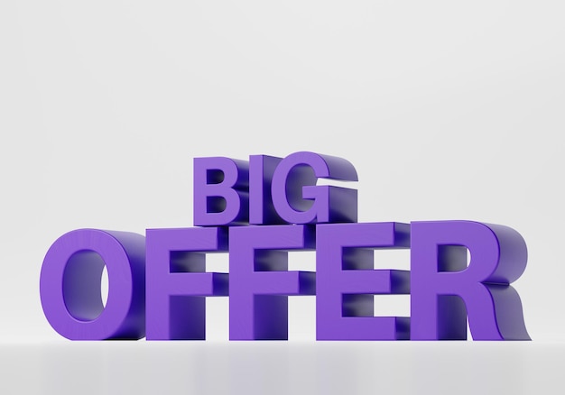 3D big offer Text on white isolated background