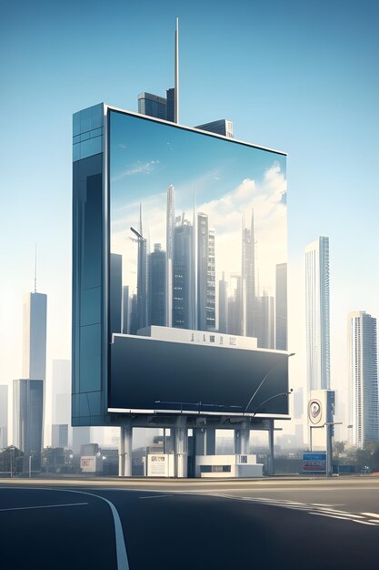 3D Billboard a futuristic city landscape background Generative Ai