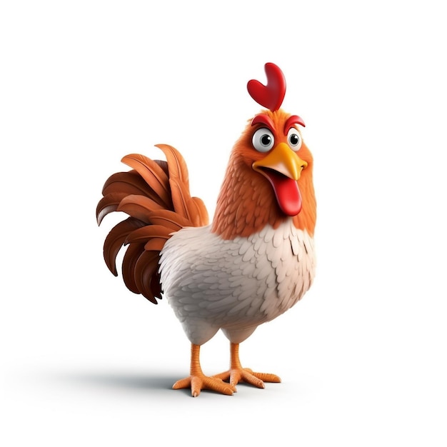 A 3D Bird Cochin Chicken Cartoon Character A Symbol of Beauty and Kindness generative ai