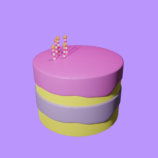 3d birthday cake with candle