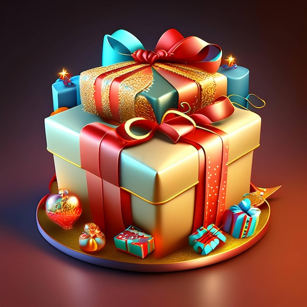 3d Birthday Icon With Presents AI Generative