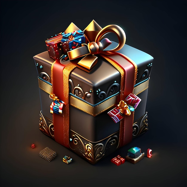 Photo 3d birthday icon with presents ai generative