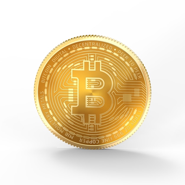 Photo 3d bitcoin isolated on white background with clipping path.