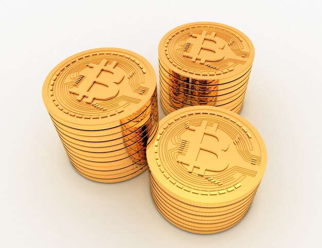 3d bitcoins concept.3d rendered illustration