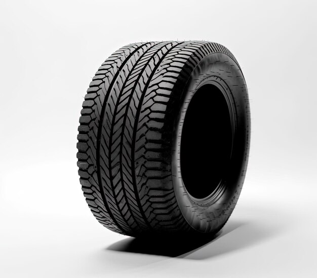 3d black car tire on white background