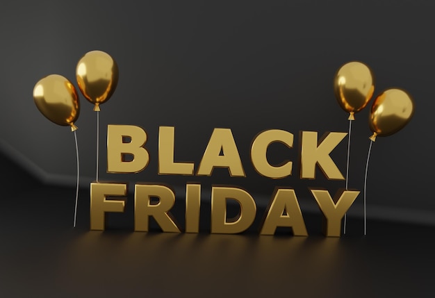 3D Black Friday-concept met ballons