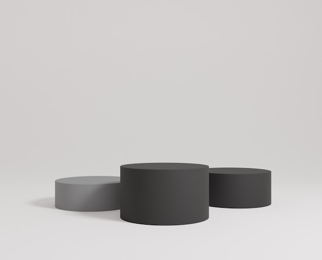 3d black geometric cylinders.