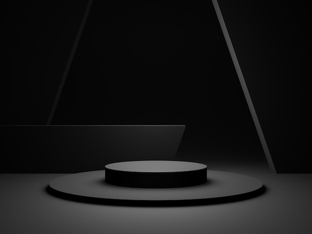 3D Black geometric podium