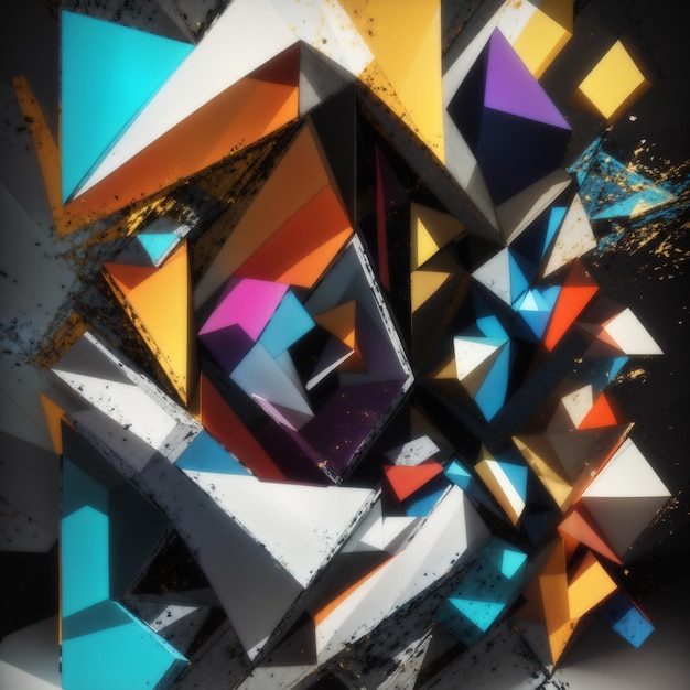 3d black and gold geometric abstract