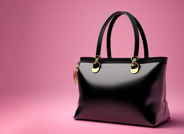 3d black hand bag on pink background Black Friday Concept