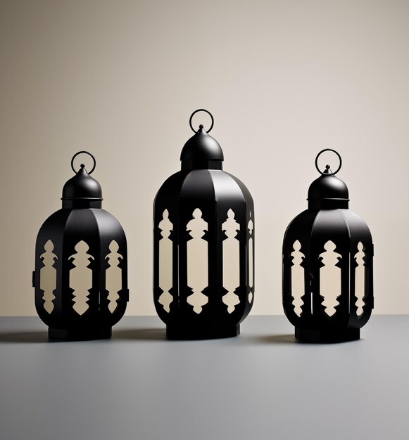 Фото 3d черный исламский рамадан фонарь исламские элементы