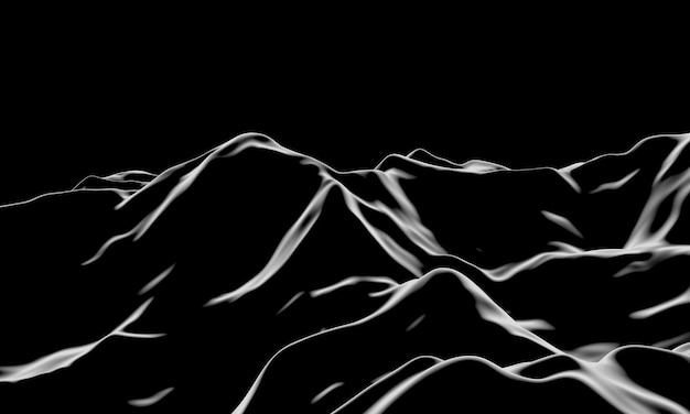 3D Black mountain Night terrain