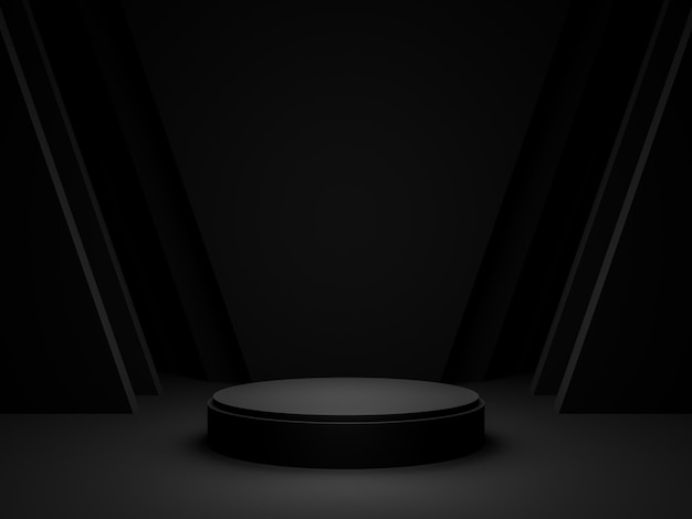 Foto podio nero 3d sfondo geometrico scuro