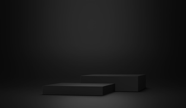 3D black podium or stage for packaging presentation and cosmetic. mock-up stand product scene