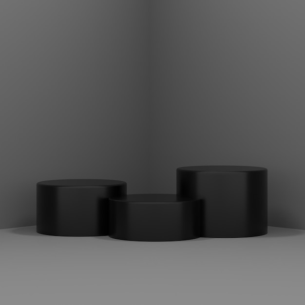 3D black podiums for products