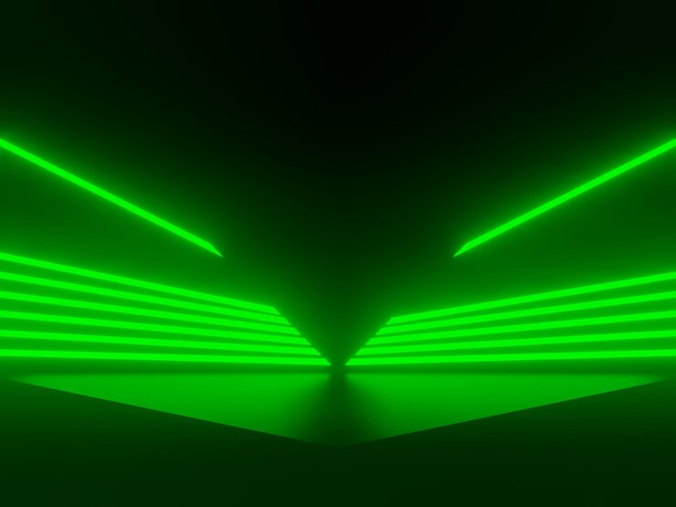 Фотография 3d черный научный подиум с зелеными огнями