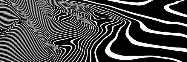 3D Black and white contour lines Topographic terrain