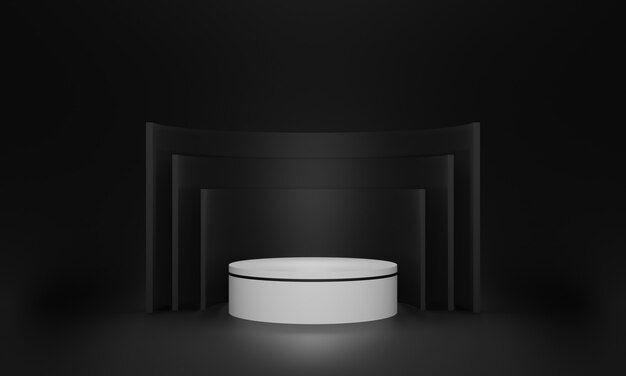 3D black and white  podium