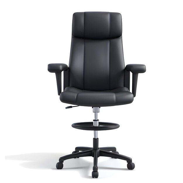 3D black working chair with white background