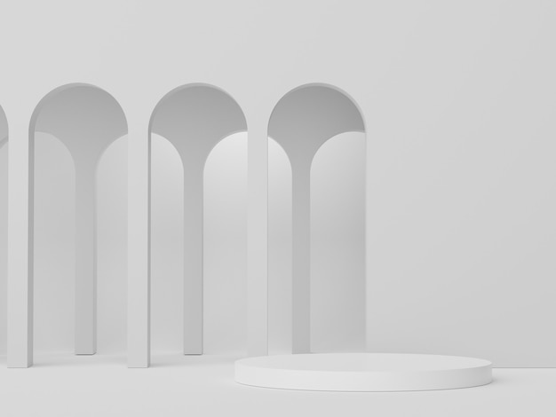 3d blanco podiumdisplay in witmarmeren kleur voor het huidige product en mock-up