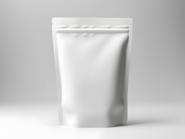 Photo 3d blank coffee pouch mockup with isolated background