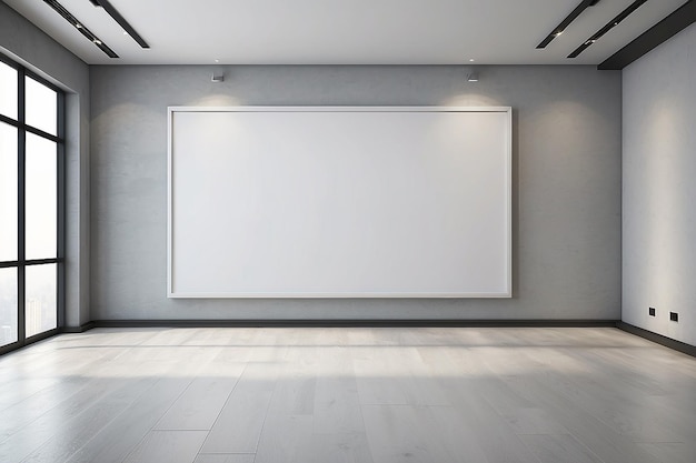 3d blank frame in a modern empty room