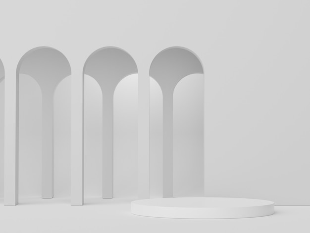 Пустой 3D-подиум из белого мрамора для презентации продукта и макета