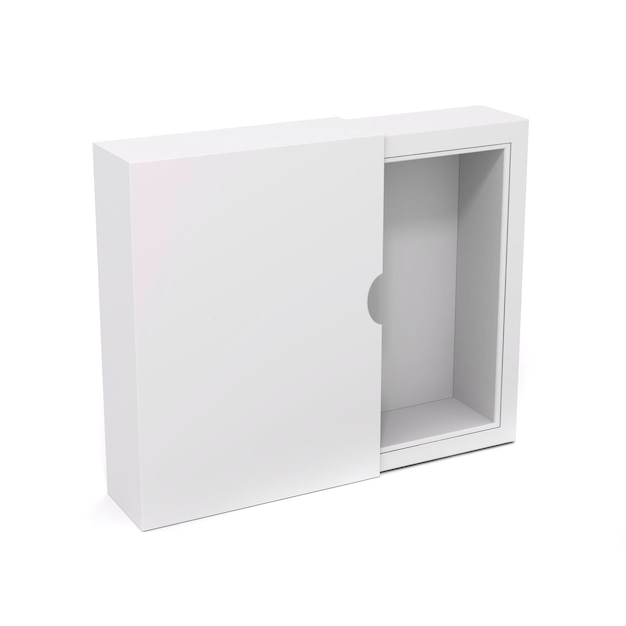 3d blank product package box on white