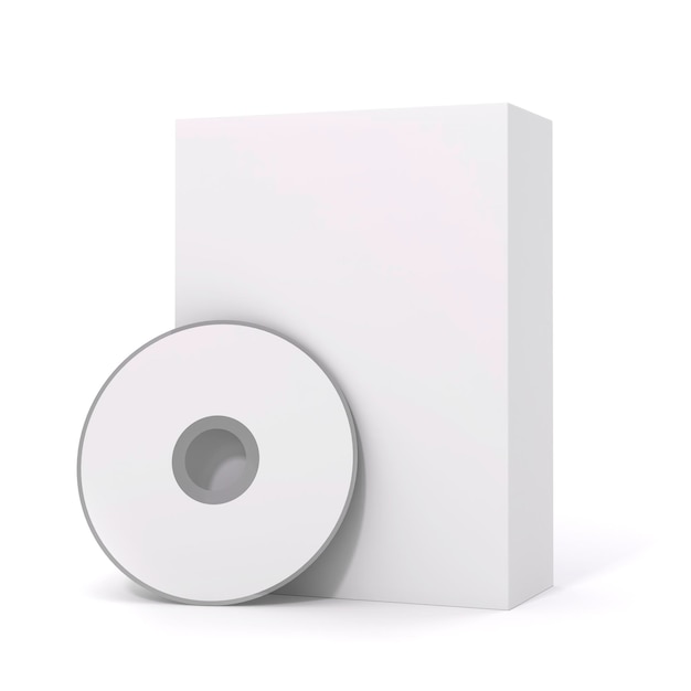 Photo 3d blank software package and dvd on white background