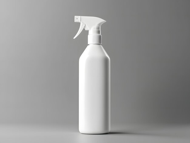 Photo 3d blank white plastic spray bottle mockup