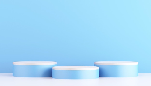 3d blauw-wit product podium mockup met minimale abstracte achtergrond 3d rendering