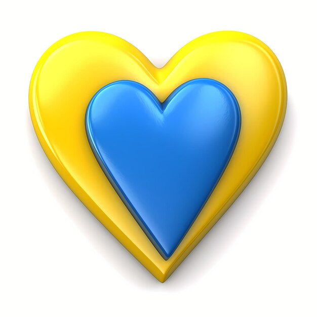 3d blauwe en gele harten geïsoleerd op witte achtergrond Onafhankelijkheidsdag van Oekraïne Generatieve AI