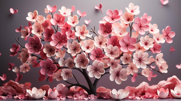 3D Bloemen 3D Hart met bloem gelukkige moederdag
