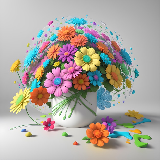 3D bloemenboeket illustratie