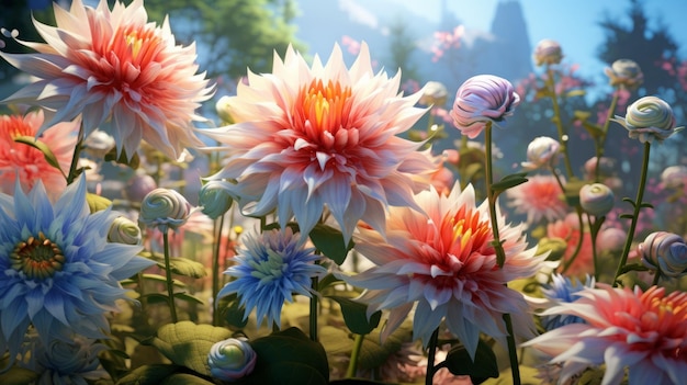 3D Blooming Flower Colorful Floral Fantasy