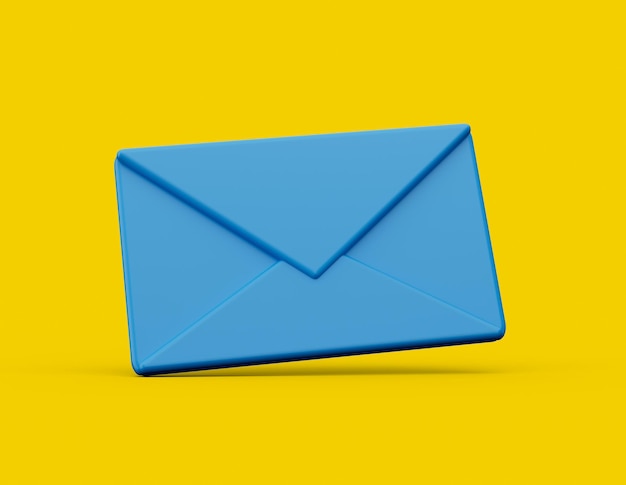 3d blue Close mail envelope icon new message isolated on Yellow background 3d illustration