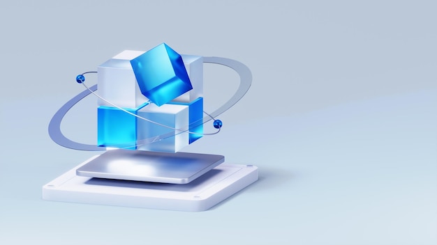 3d blue cube abstract technology innovation future digital background 3d rendering