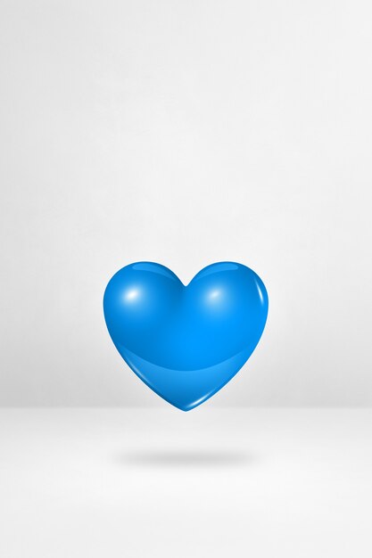Foto cuore blu 3d isolato su uno sfondo bianco studio. illustrazione 3d