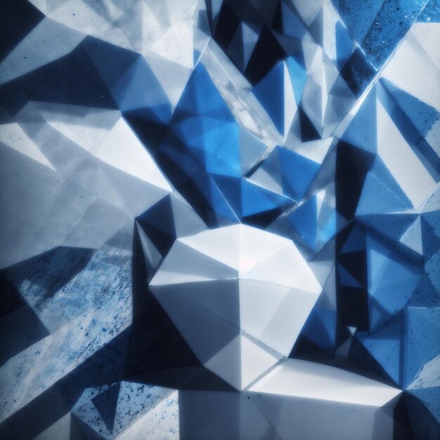 Photo 3d blue and light grey geometric abstract