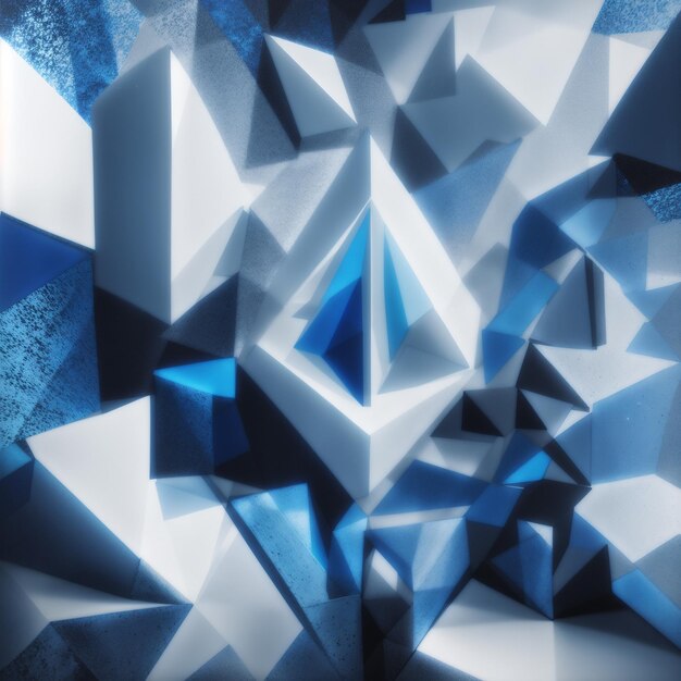 3d blue and light grey geometric abstract