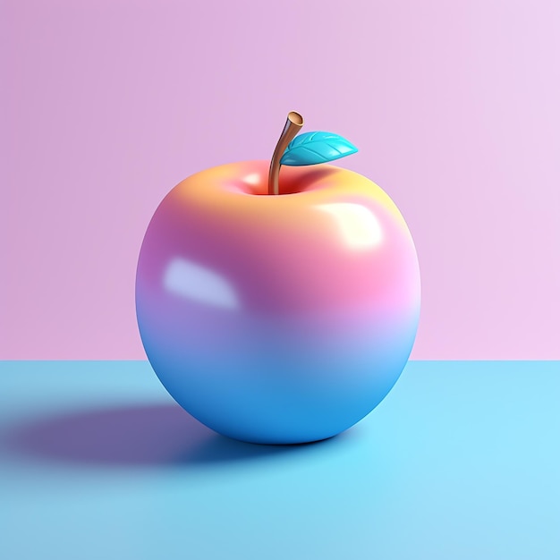 A 3d blue and pink apple