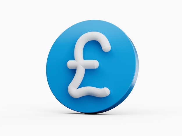 3D Blue Pound Symbol 3D Illustration