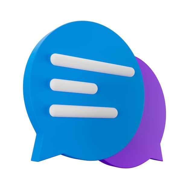 Photo 3d blue and purple bubble chat icon isolated on white background 3d render illustration