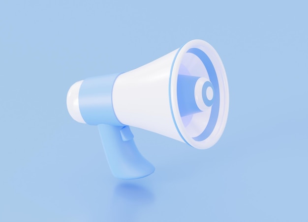 3d blue speaker on a blue background. For promotions, marketing, attention. 3d rendering.