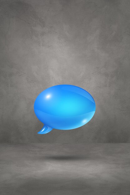 3D blue speech bubble isolated on grey vertical background