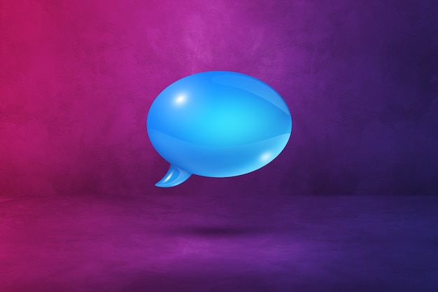 3D blue speech bubble isolated on purple background