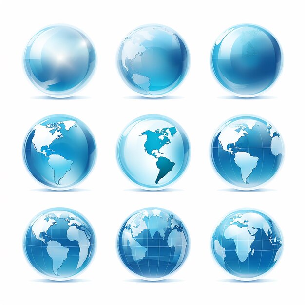 3D Blue Transparent Globe World Vector Map