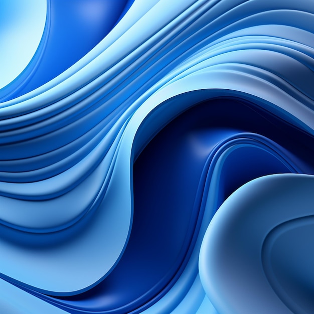 Фото 3d синяя волнистая форма стилизованная изображение аи генерирует искусство