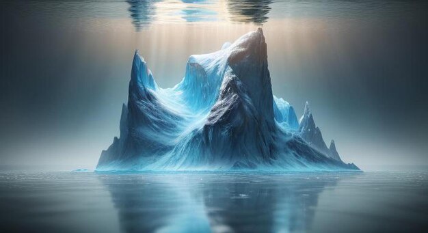 3d blue white iceberg that connects to the other dimension